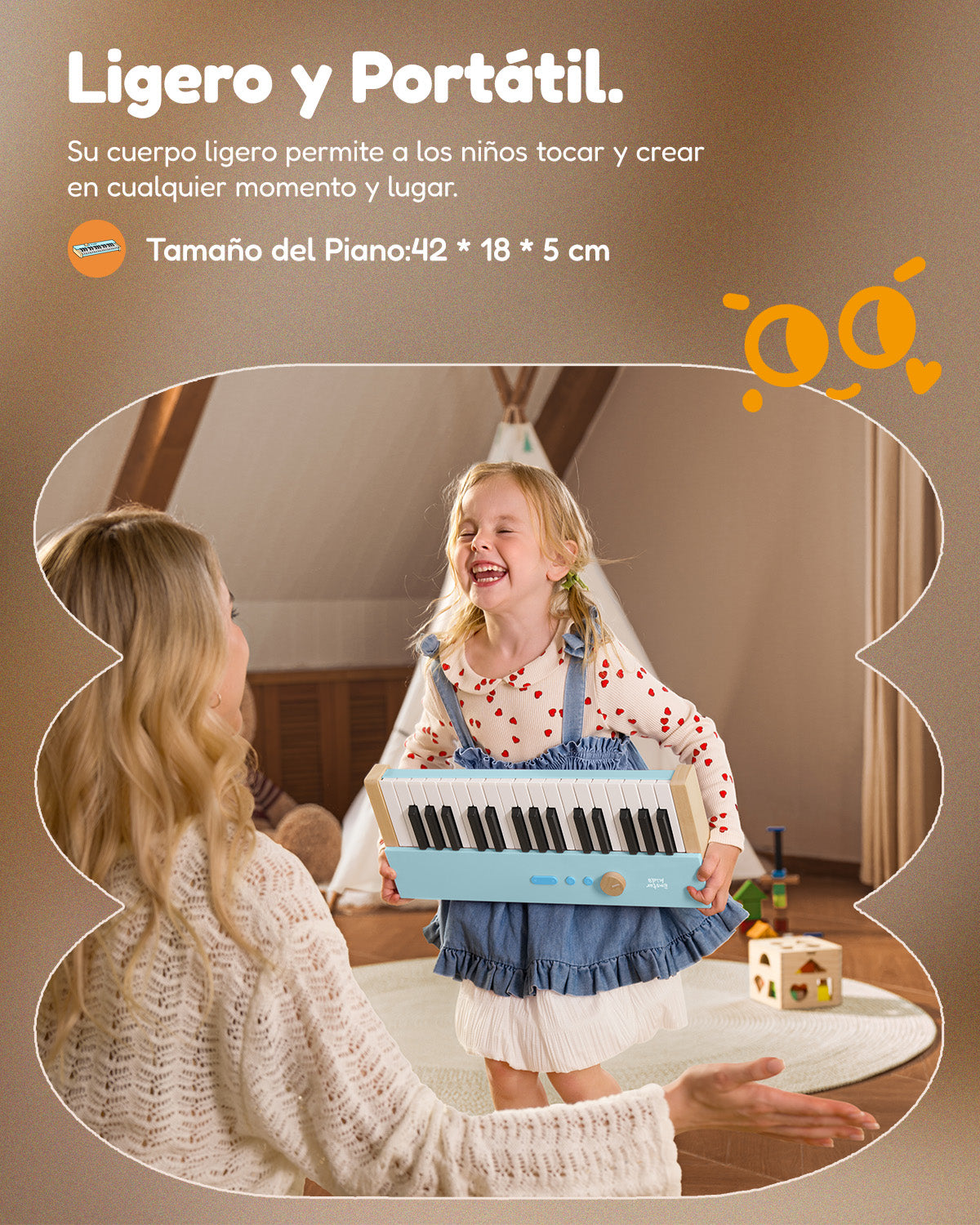 Eastar KIDO V-10 Teclado Electrónico Para Niños 32 Teclas-Azul##