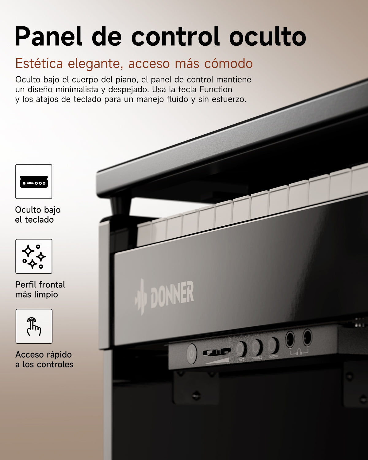 Donner DDP-75 Piano Digital Vertical Con Tapa Abatible