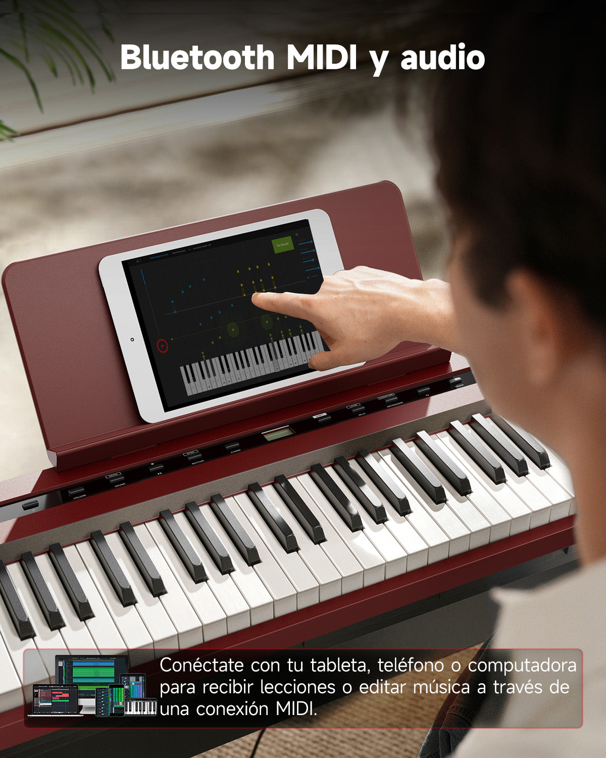 DONNER DEP-16S Piano digital portátil con soporte-Rojo##