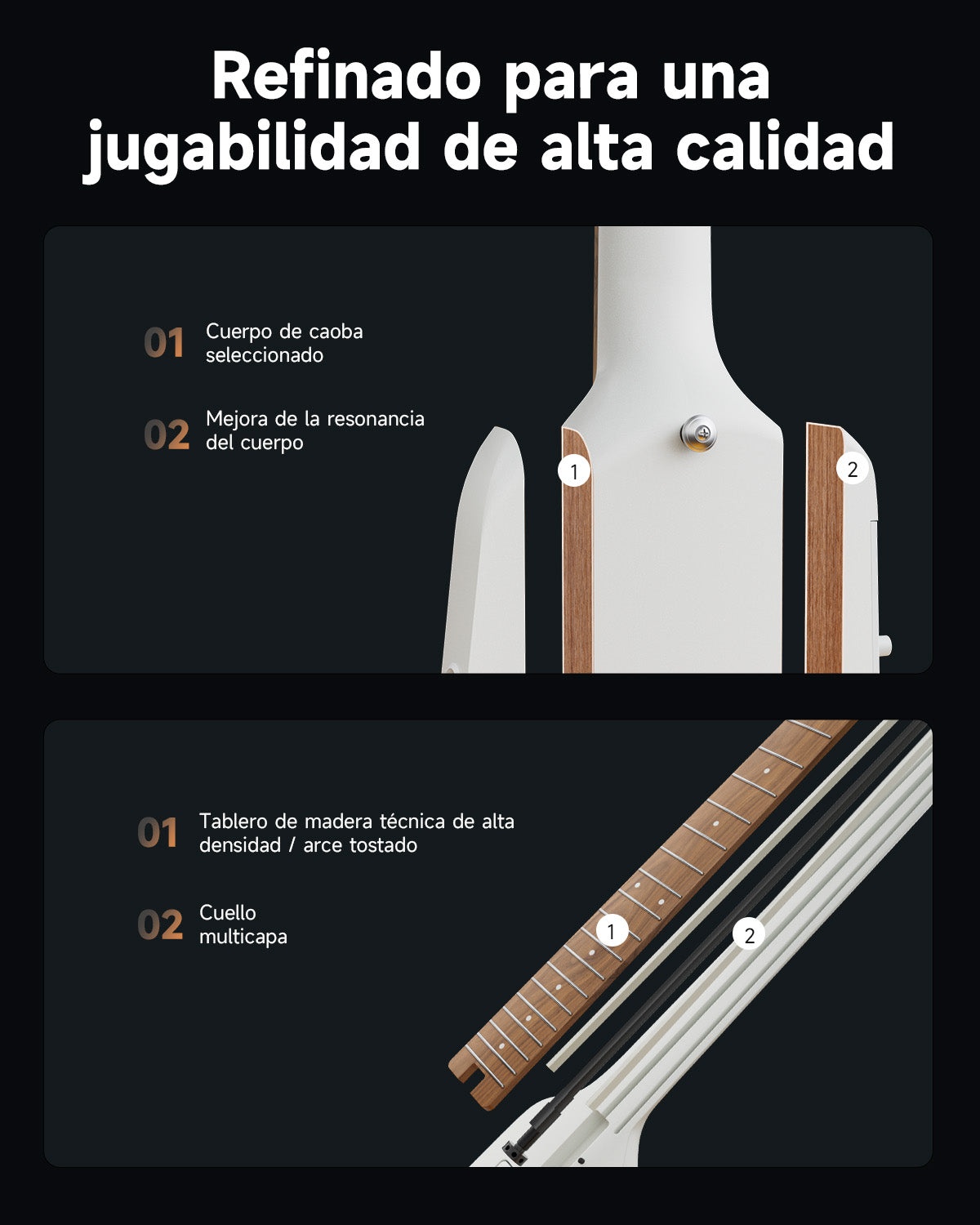 Donner HUSH-X PRO Guitarra Eléctrica-Blanco##