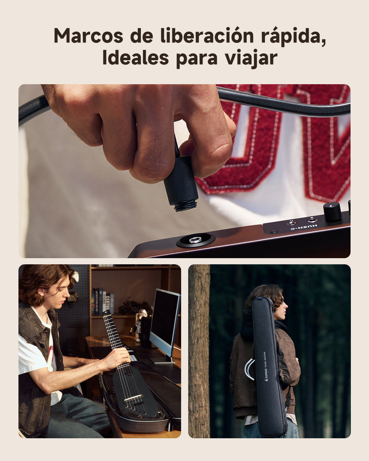 Donner HUSH C Guitarras Clásicas de Cuerdas de Nylon-Negro##