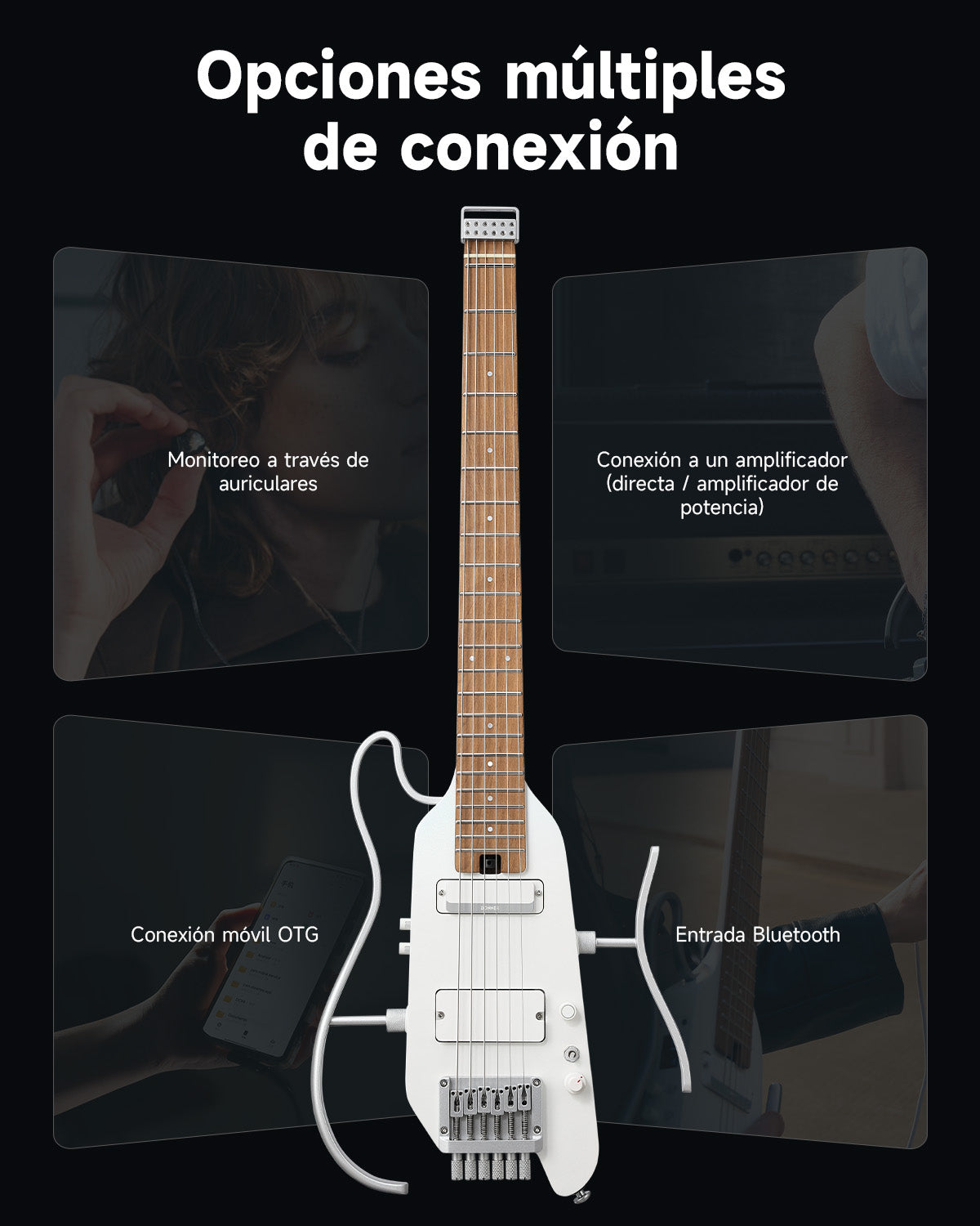 Donner HUSH-X PRO Guitarra Eléctrica-Blanco##