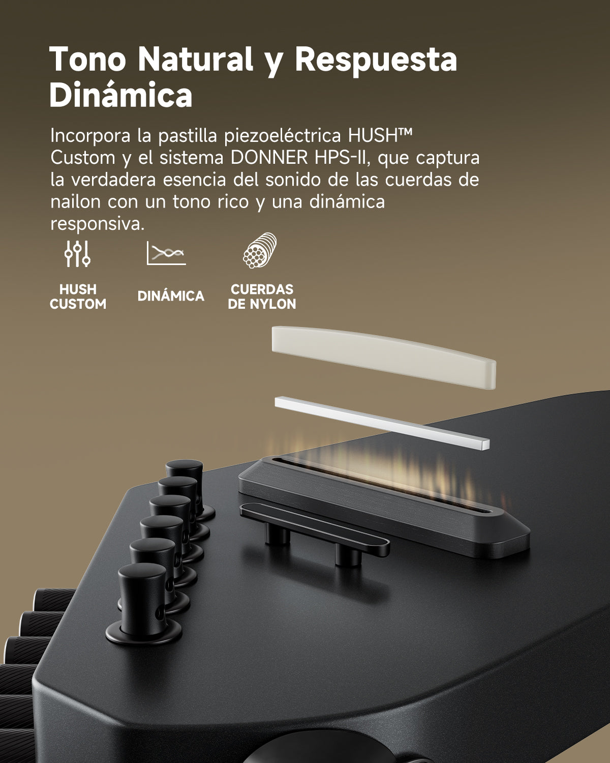 Donner HUSH C Guitarras Clásicas de Cuerdas de Nylon-Negro##