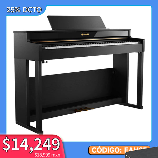 Donner DDP-400 Piano digital de 88 teclas ponderadas con acción de martillo progresivo, soporte de mueble y 3 pedales para profesionales