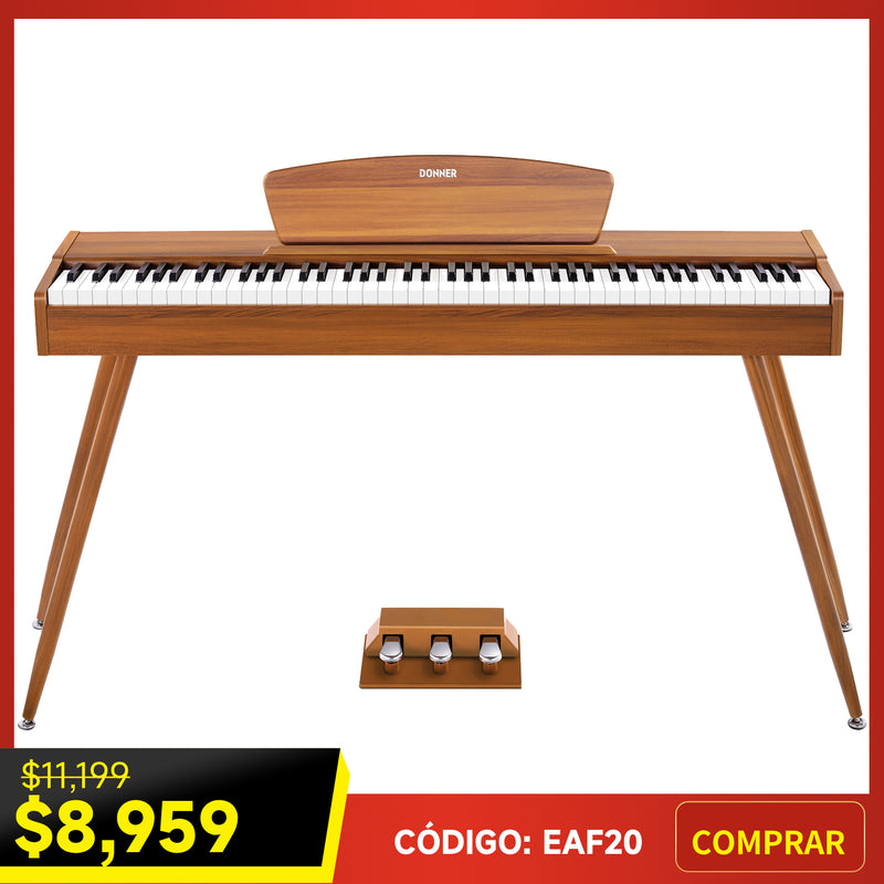 Donner DDP-80 de 88 Teclas Piano Digital de Peso Completo, Acabado de Madera