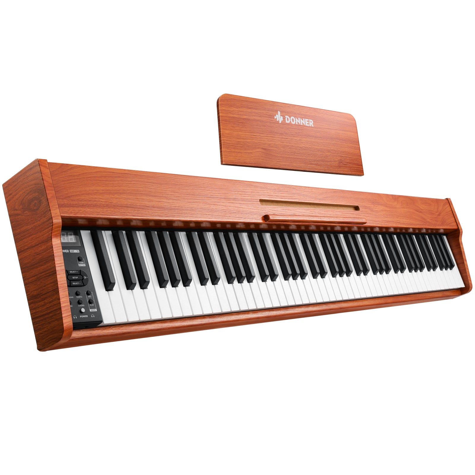 Donner DEP-1S Piano digital semicontrapesado con soporte, piano eléctrico estilo madera + pedal