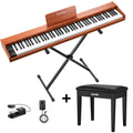 Donner DEP-1S Piano digital semicontrapesado con soporte, piano eléctrico estilo madera + pedal