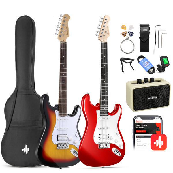 Donner DST-100 Guitarra Eléctrica Tamaño Completo con Amplificador/Bolsa/Afinador Digital/Capo/Tahalí/Cuerdas/Cable/Púas