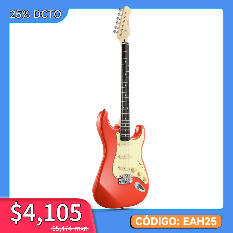 Donner DST-600 Guitarra Eléctrica Configuración SSS estilo vintage Rojo