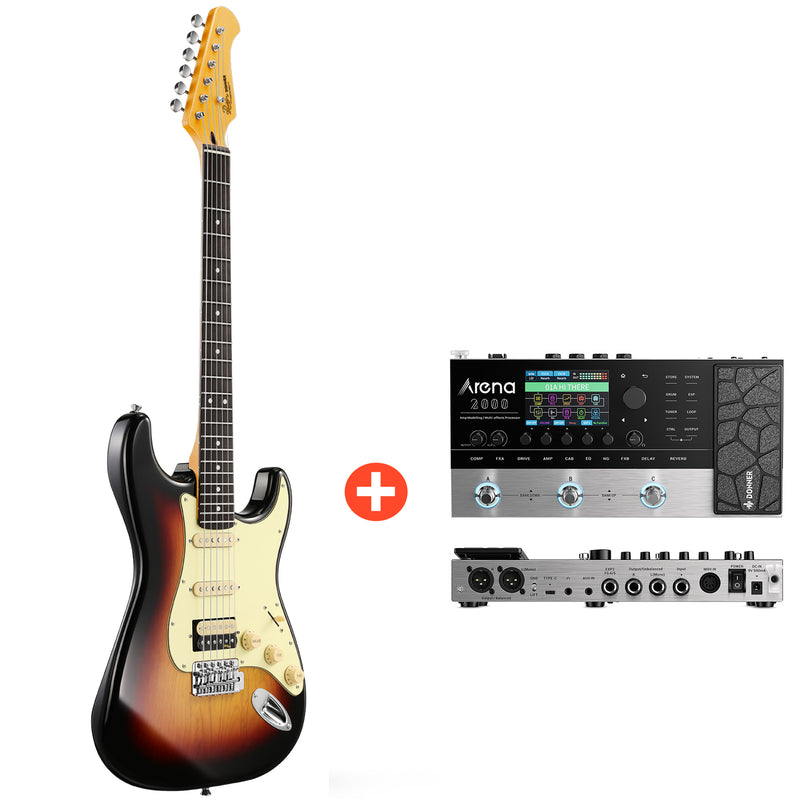 Donner DST-600 Guitarra Eléctrica Configuración SSH estilo vintage - Color del atardecer