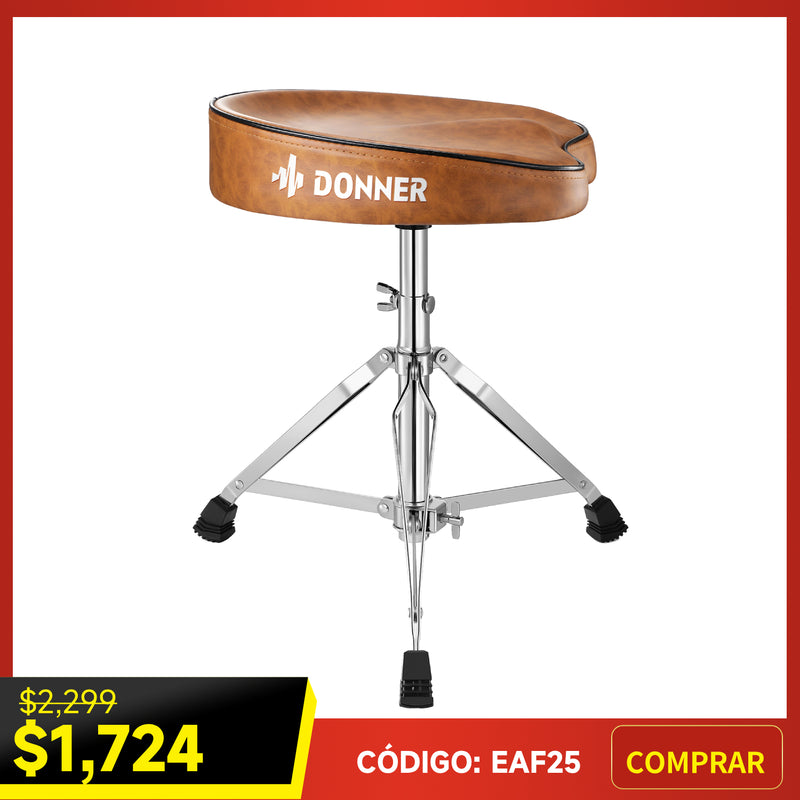 Donner DT-50 Trono de tambor Slim Saddle, Marrón