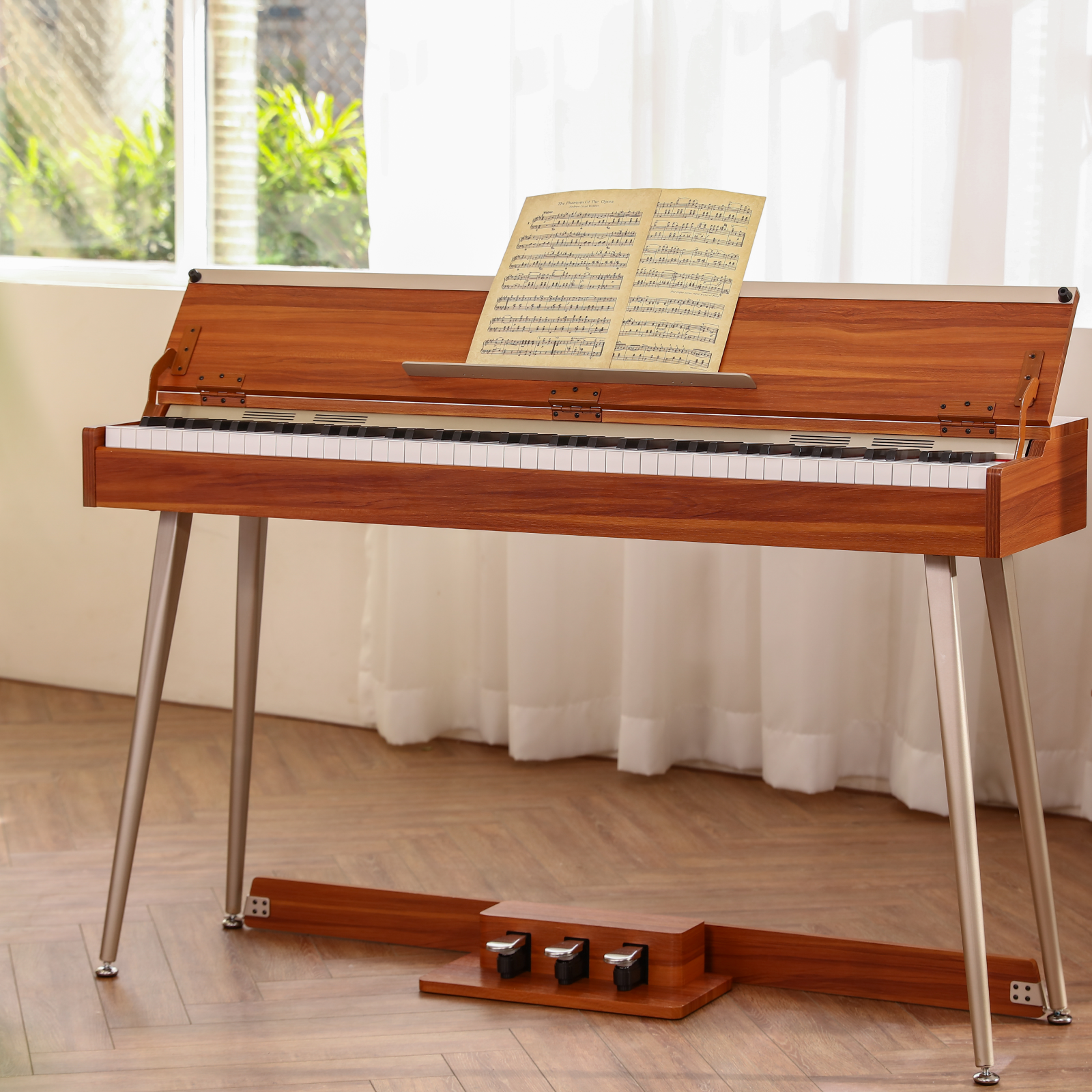 Donner DDP-80 PLUS Piano vertical digital de madera contrapesado de 88 teclas con tapa de 3 pedales