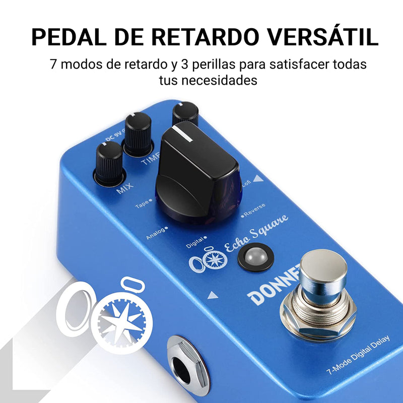 Donner Pedal de retardo digital de 7 modos Pedal de guitarra multiefectos Echo Square donner music mexico