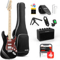 Donner DST-152 Guitarra Eléctrica de Tamaño Completo de 39 pulgadas, Pastillas HSS, Kit con Amplificador para Principiante