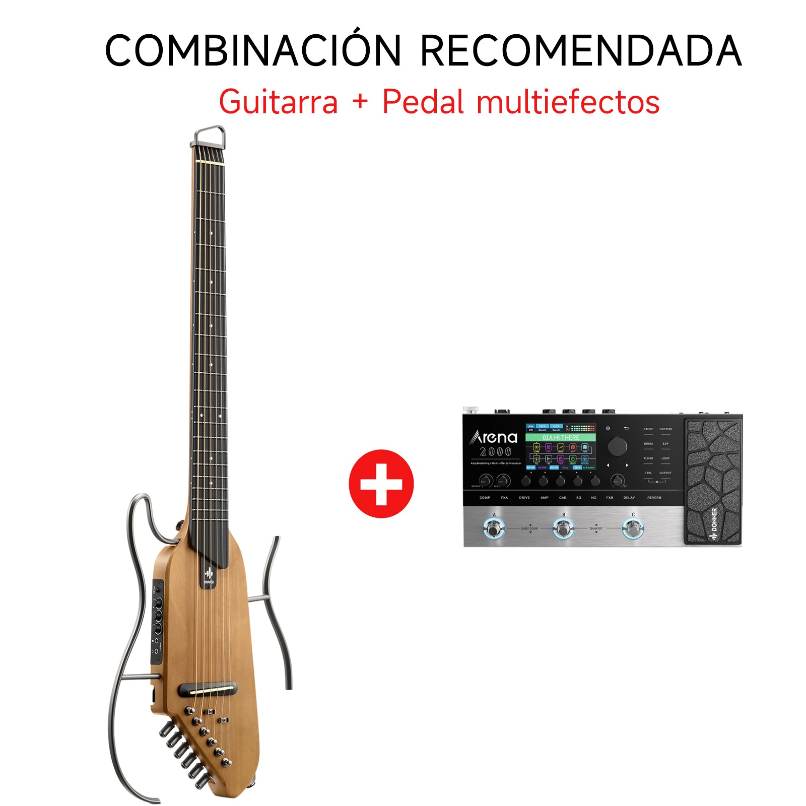 Donner HUSH-I Guitarra de viaje, guitarra silenciosa sin cabeza, guitarra acústica eléctrica ultraligera con marcos desmontables