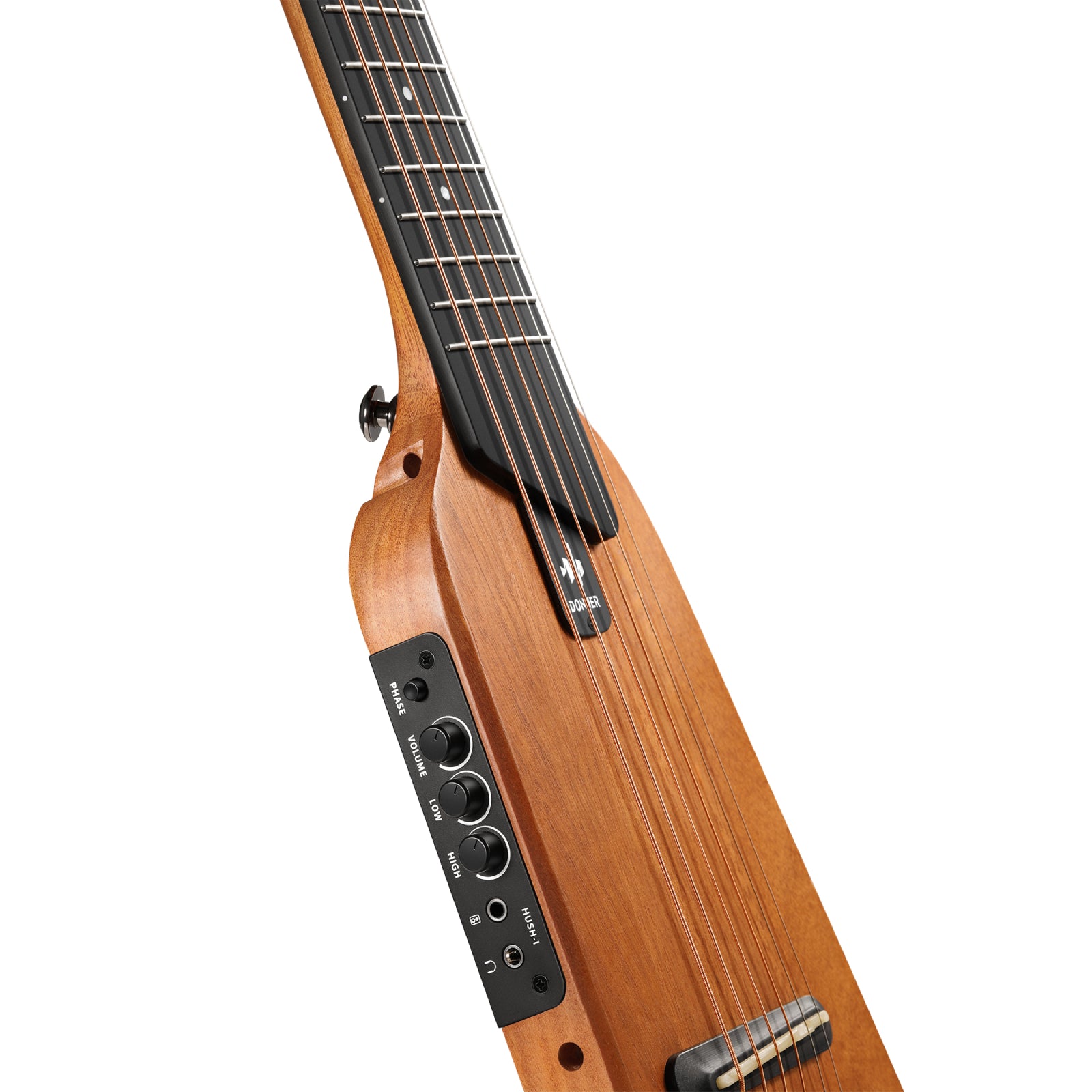 Donner HUSH-I Guitarra de viaje, guitarra silenciosa sin cabeza, guitarra acústica eléctrica ultraligera con marcos desmontables