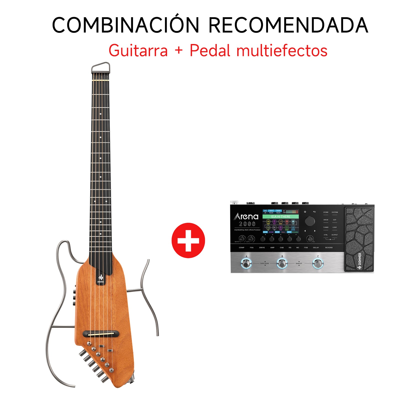 Donner HUSH-I Guitarra de viaje, guitarra silenciosa sin cabeza, guitarra acústica eléctrica ultraligera con marcos desmontables