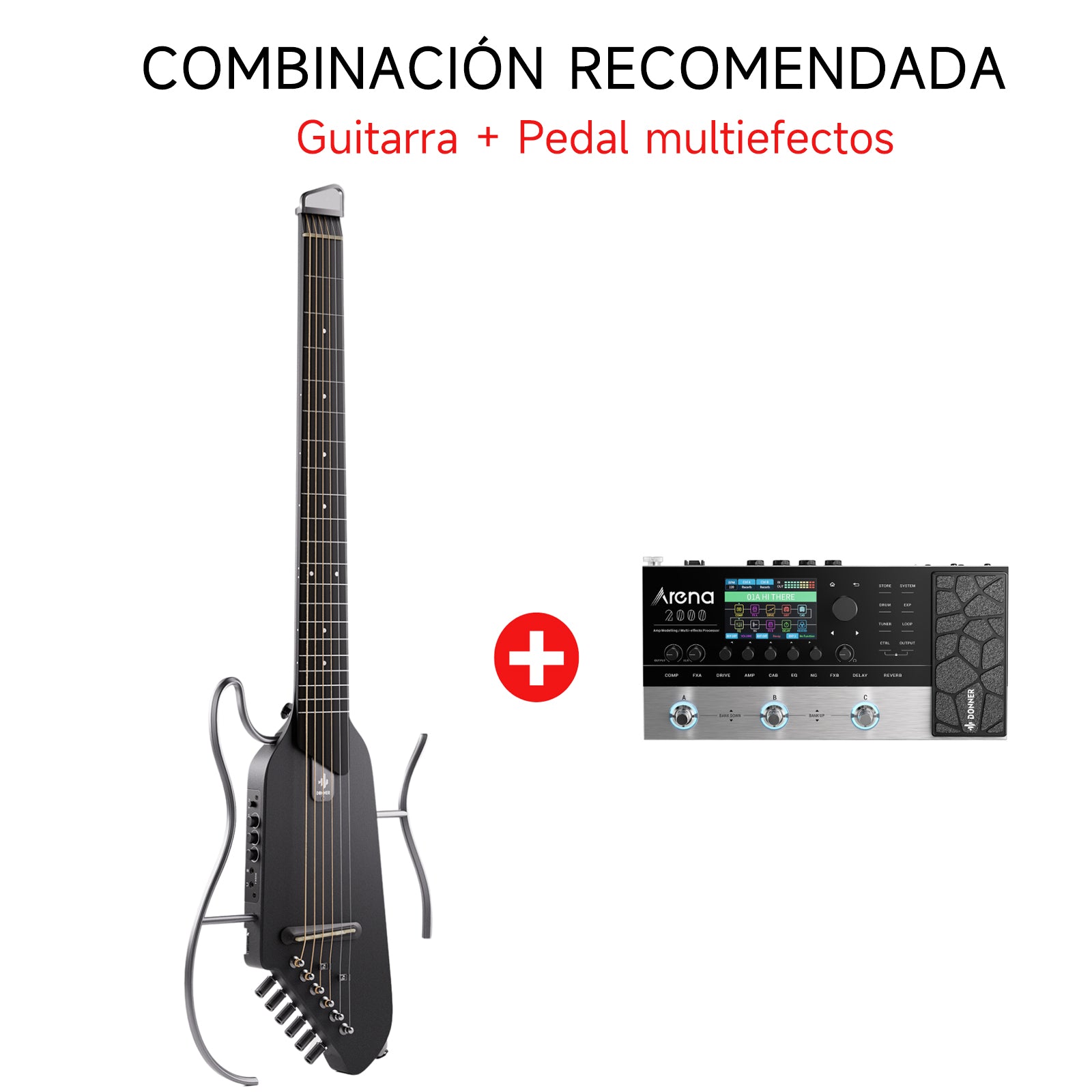 Donner HUSH™ I Guitarra de viaje, guitarra silenciosa sin cabeza, guitarra acústica eléctrica ultraligera con marcos desmontables