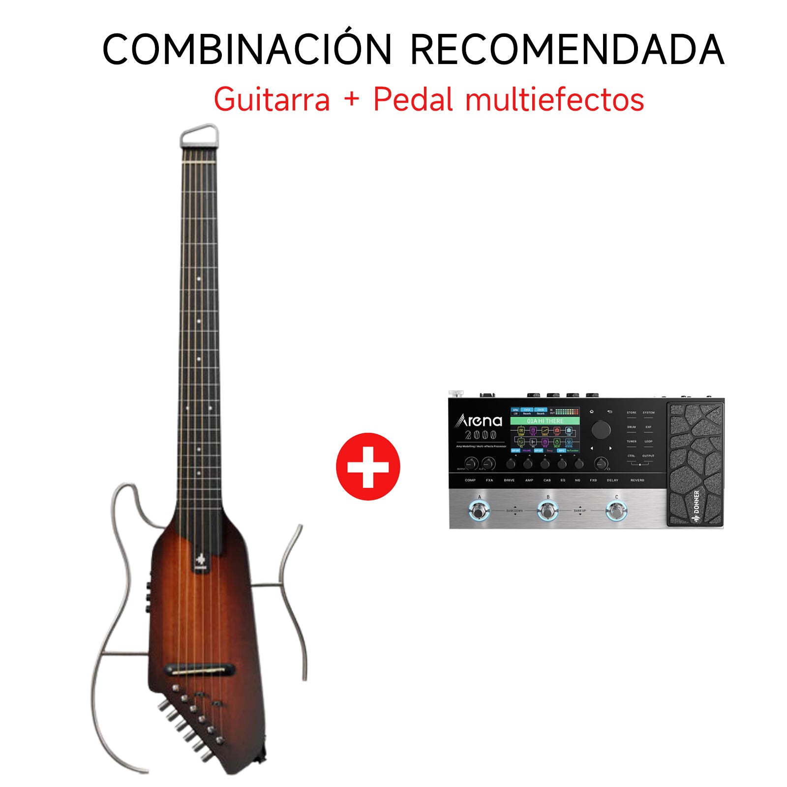Donner HUSH™ I Guitarra de viaje, guitarra silenciosa sin cabeza, guitarra acústica eléctrica ultraligera con marcos desmontables