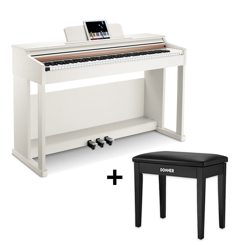 Donner DDP-100 Piano Digital Blanco de 88 Teclas de Peso Completo + 3 Pedales