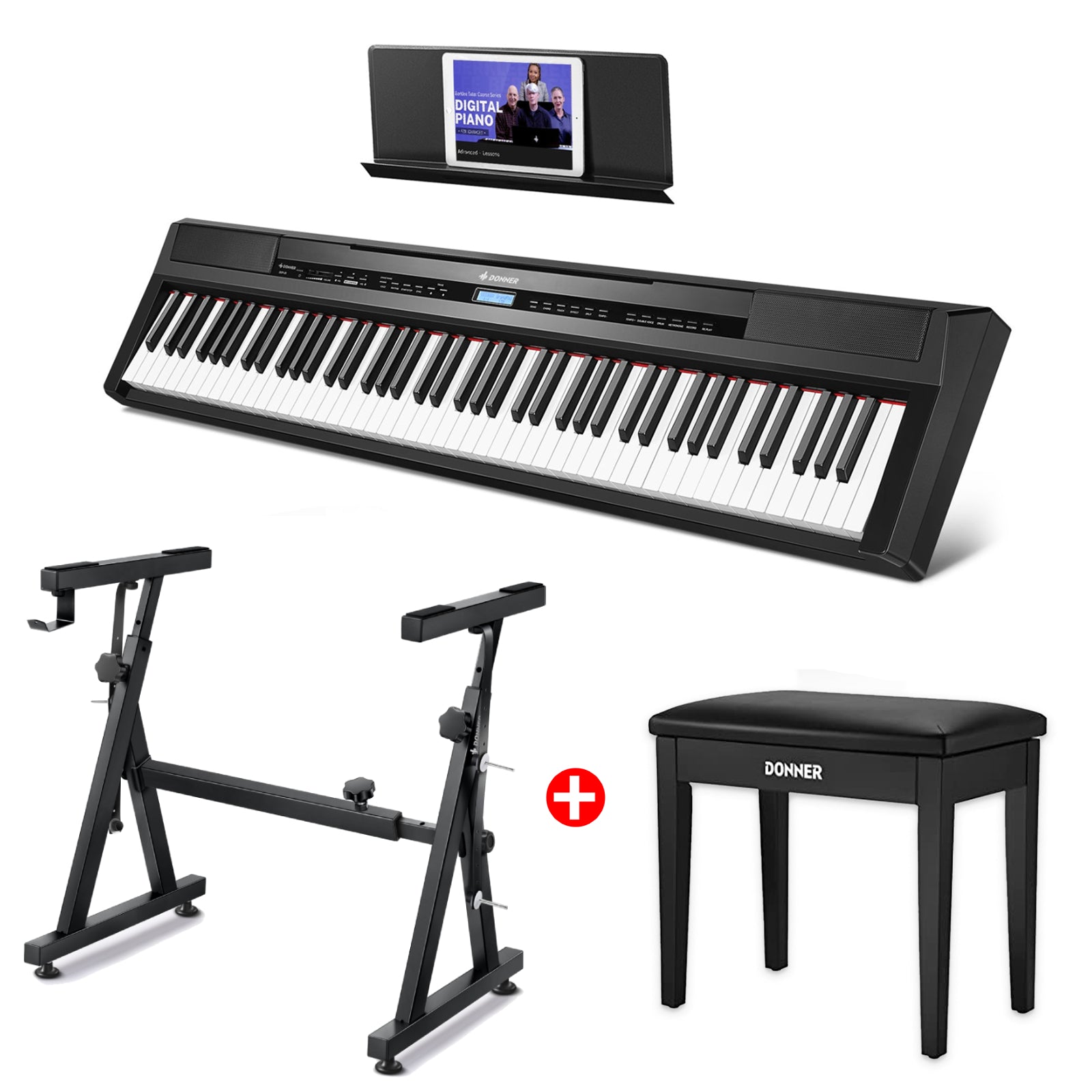 Donner DEP-20 de 88 Teclas Piano Digital Portátil de Peso Completo con Pedal de Sustain donner music mexico