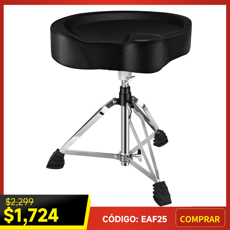 Trono de tambor ajustable Donner, taburete acolchado estilo motocicleta silla de tambor para espectáculo de música