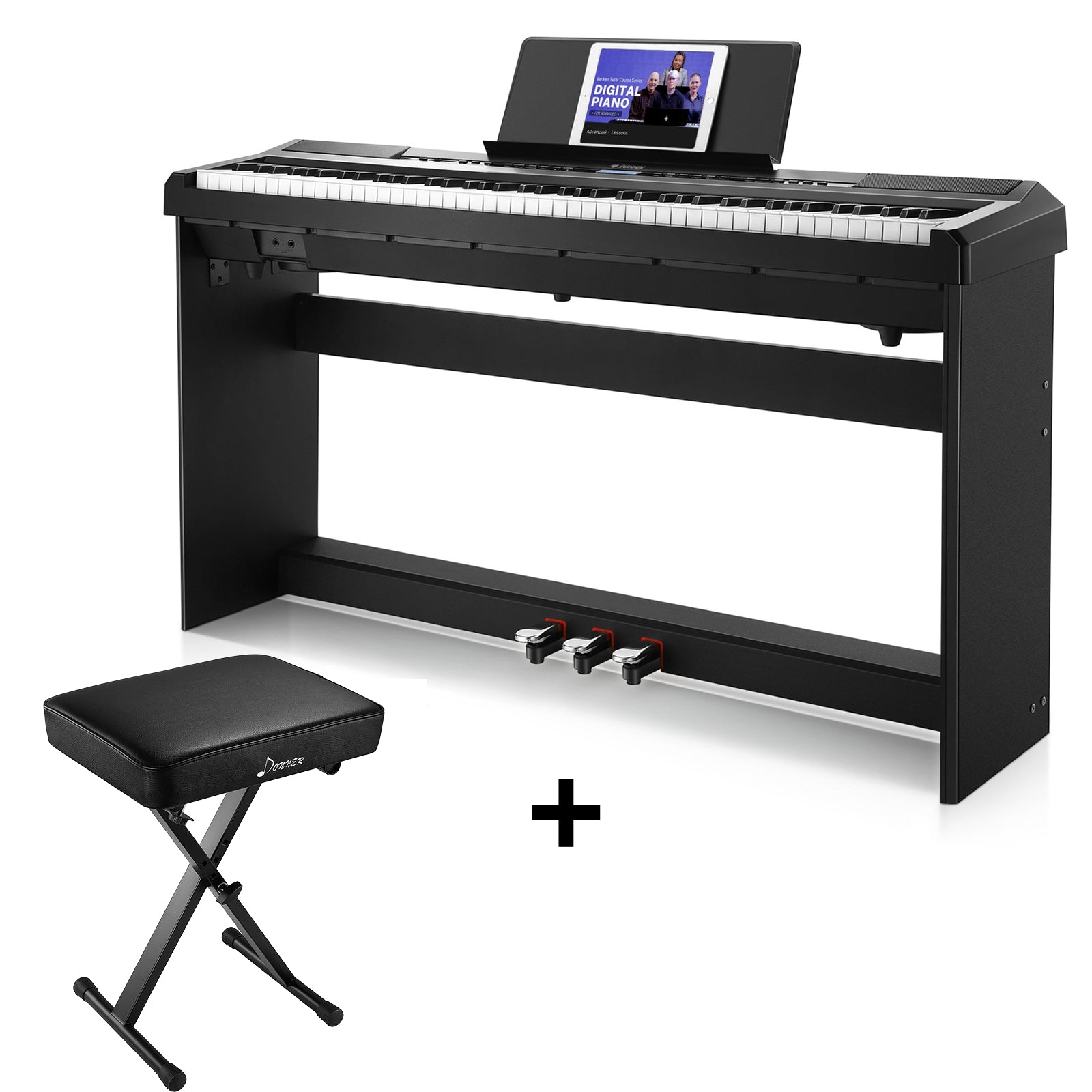 Donner DEP-20 de 88 Teclas Piano Digital Desmontable Pesadas con teclado ponderado y soporte de muebles, 3 pedales donner music mexico
