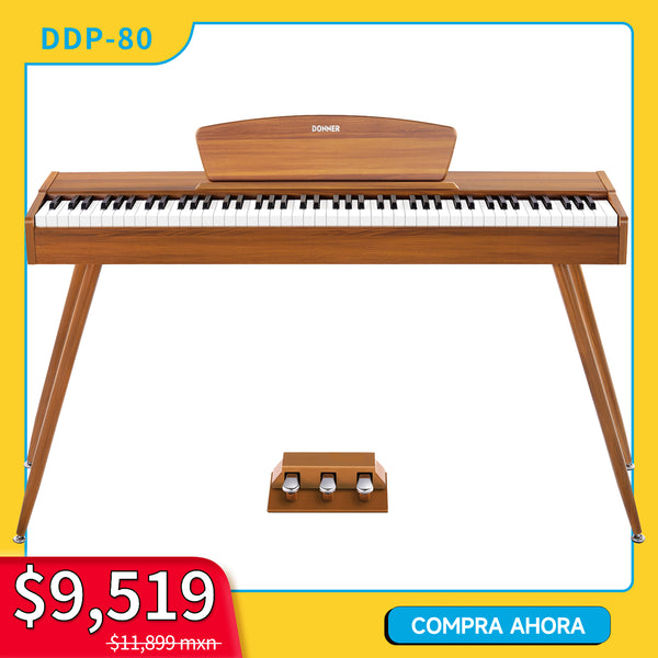 Donner DDP-80 de 88 Teclas Piano Digital de Peso Completo, Acabado de Madera