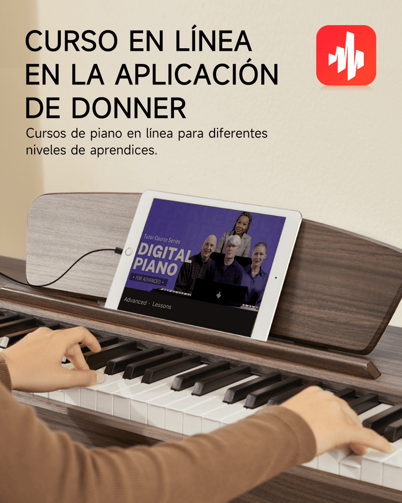 Donner DDP-80 Piano Digital 88 Teclas Teclado Contrapesado, Color Madera de Nogal donnermusic mexico