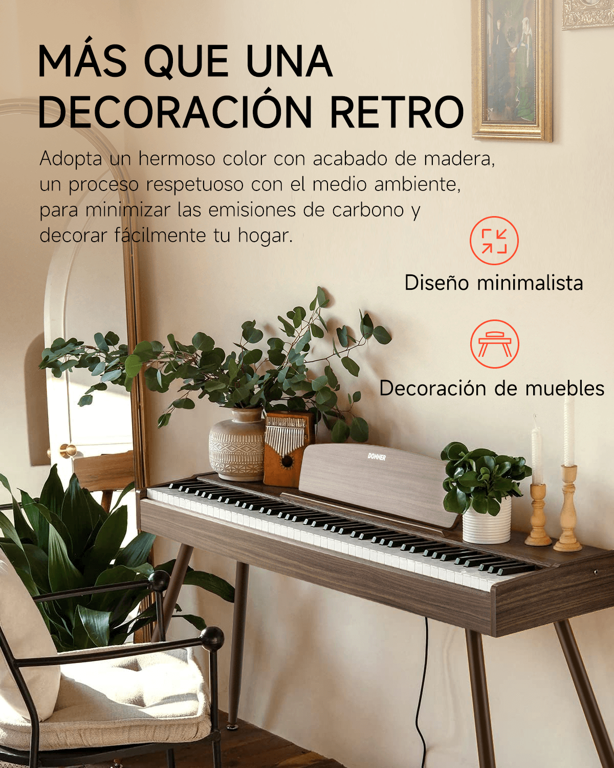 Donner DDP-80 Piano Digital 88 Teclas Teclado Contrapesado, Color Madera de Nogal donnermusic mexico