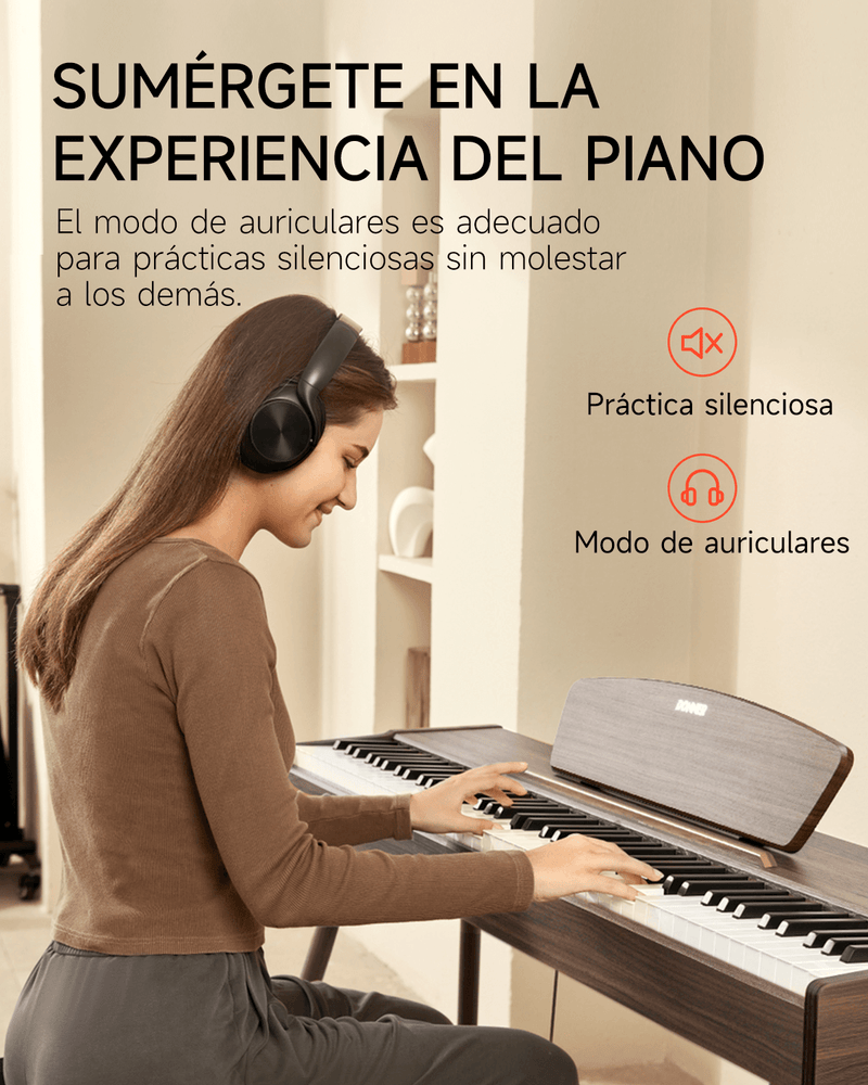 Donner DDP-80 Piano Digital 88 Teclas Teclado Contrapesado, Color Madera de Nogal donnermusic mexico