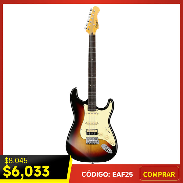 Donner DST-600 Guitarra Eléctrica Configuración SSH estilo vintage - Color del atardecer