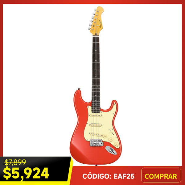 Donner DST-600 Guitarra Eléctrica Configuración SSS estilo vintage Rojo