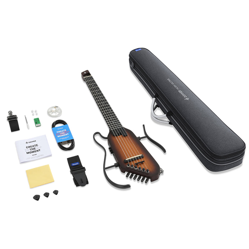 Donner HUSH™ C Guitarra Clásica de Viaje Acústica-Eléctrica de Cuerdas de Nylon sin Cabeza