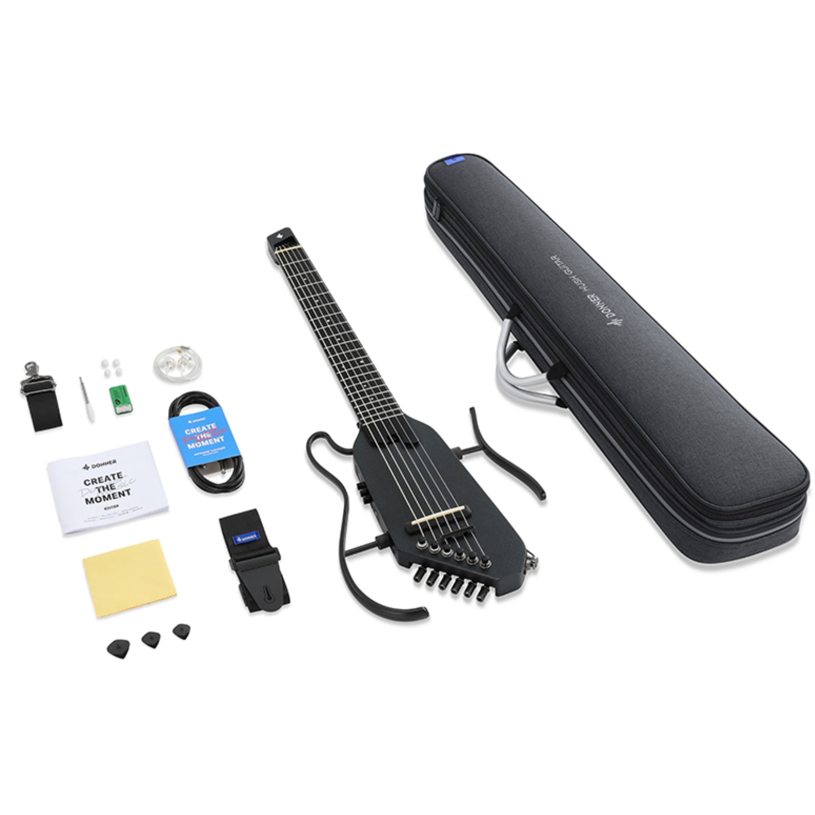 Donner HUSH™ C Guitarra Clásica de Viaje Acústica-Eléctrica de Cuerdas de Nylon sin Cabeza