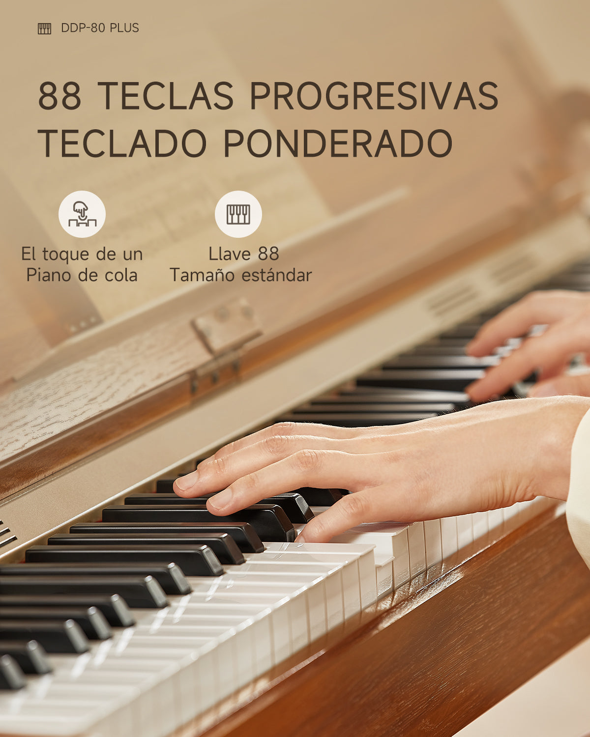 Donner DDP-80 PLUS Piano vertical digital de madera contrapesado de 88 teclas con tapa de 3 pedales