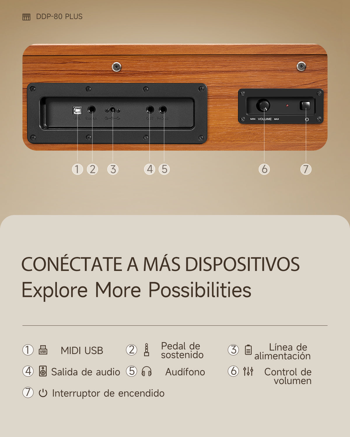 Donner DDP-80 PLUS Piano vertical digital de madera contrapesado de 88 teclas con tapa de 3 pedales