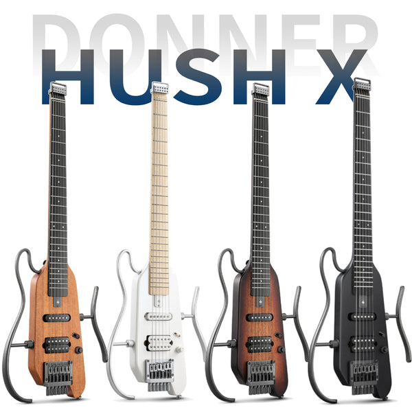 Donner HUSH-X Guitarra Eléctrica - Guitarra Headless Ultraligera y de Rendimiento Silencioso para Viajes y Práctica