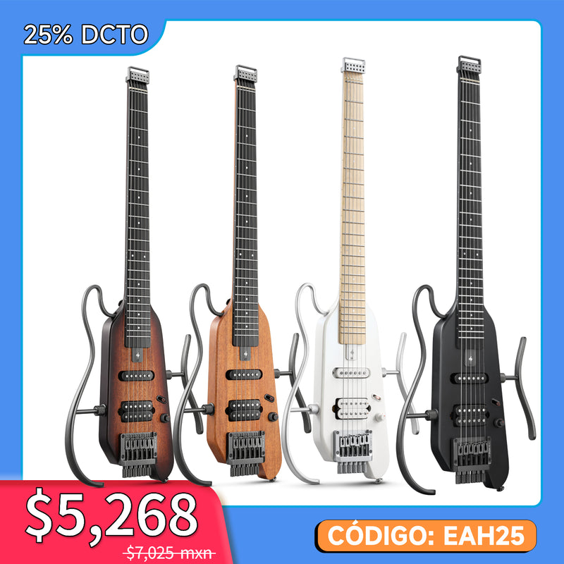 Donner HUSH-X Guitarra Eléctrica - Guitarra Headless Ultraligera y de Rendimiento Silencioso para Viajes y Práctica