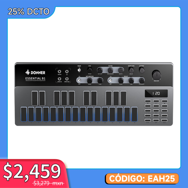 Donner Essential B1 Sintetizador de bajo analógico y secuenciador