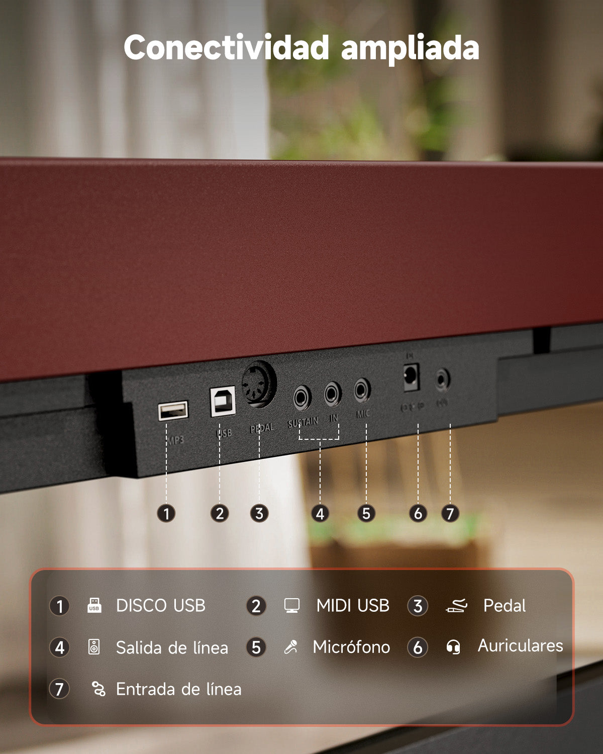 DONNER DEP-16S Piano digital portátil con soporte-Rojo##