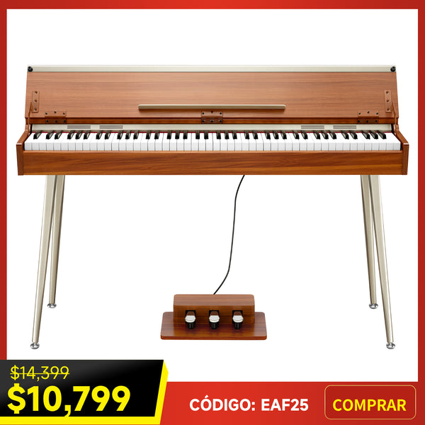 Donner DDP-80 PLUS Piano vertical digital de madera contrapesado de 88 teclas con tapa de 3 pedales