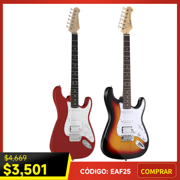 Donner DST-100 Guitarra Eléctrica Tamaño Completo con Amplificador/Bolsa/Afinador Digital/Capo/Tahalí/Cuerdas/Cable/Púas