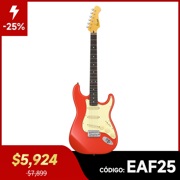 Donner DST-600 Guitarra Eléctrica Configuración SSS estilo vintage Rojo