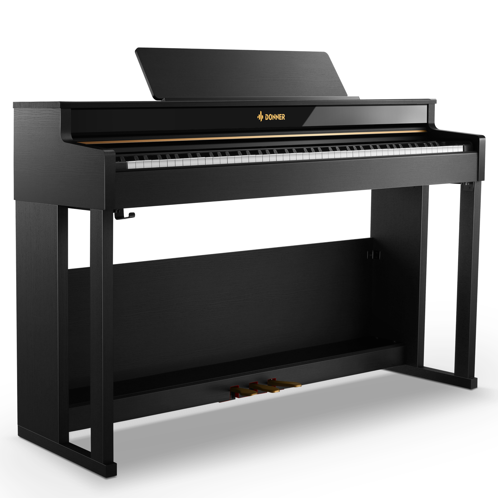 Donner DDP-400 Piano digital de 88 teclas ponderadas con acción de martillo progresivo, soporte de mueble y 3 pedales para profesionales