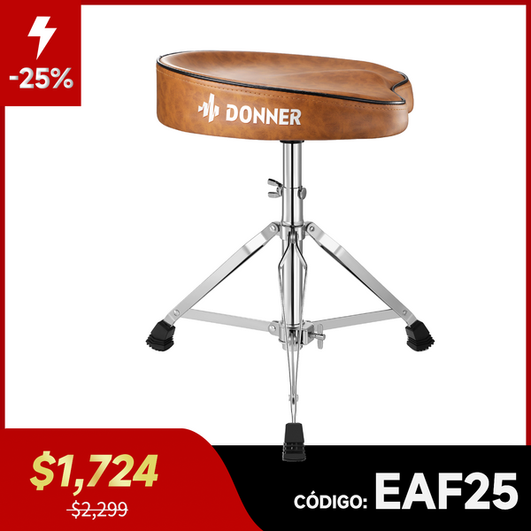 Donner DT-50 Trono de tambor Slim Saddle, Marrón