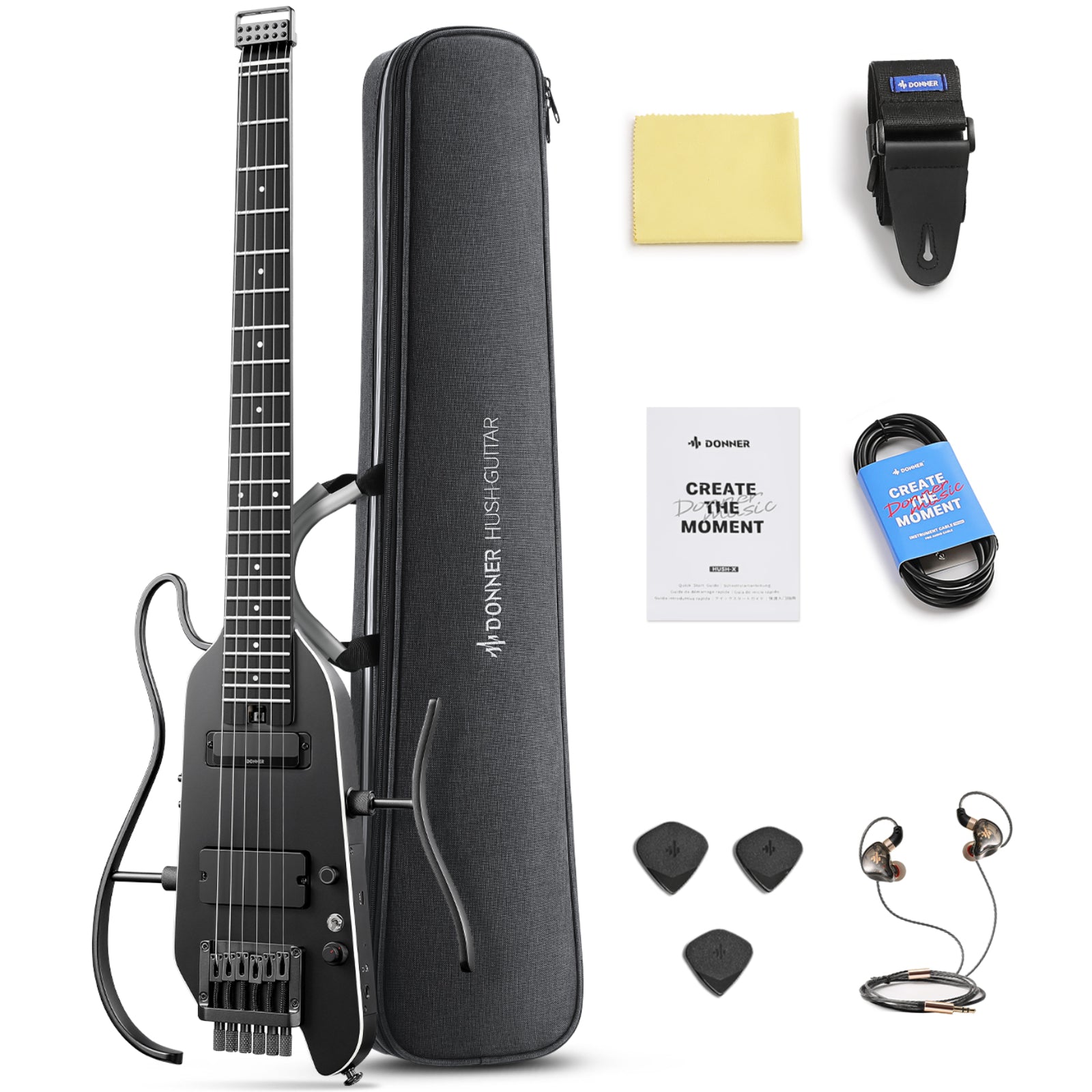 Donner HUSH™ X PRO Guitarra Eléctrica-Negro##