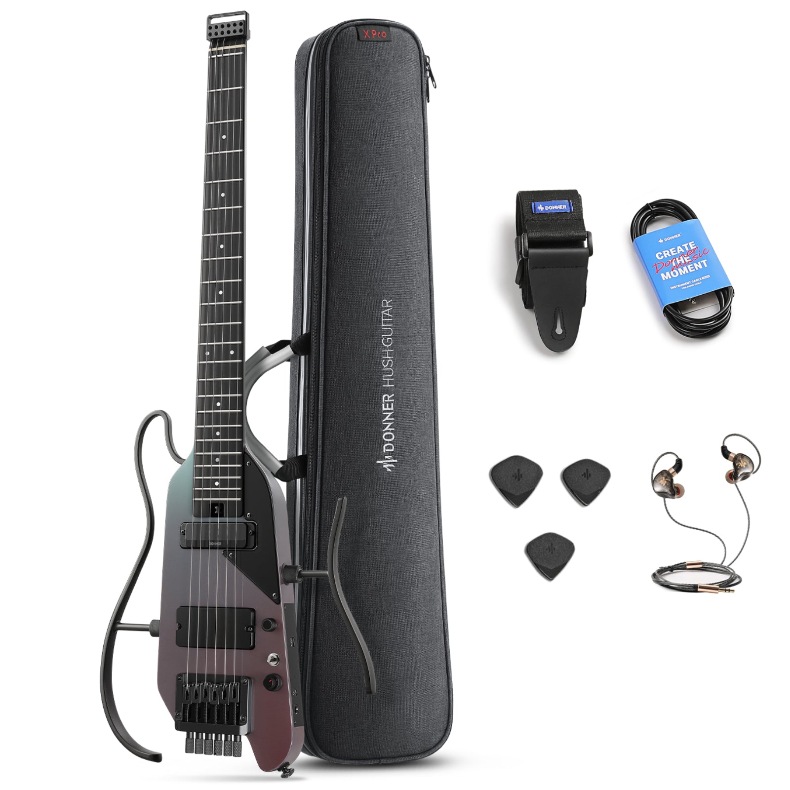 Donner HUSH™ X PRO Guitarra Eléctrica-Brillo Medianoche##