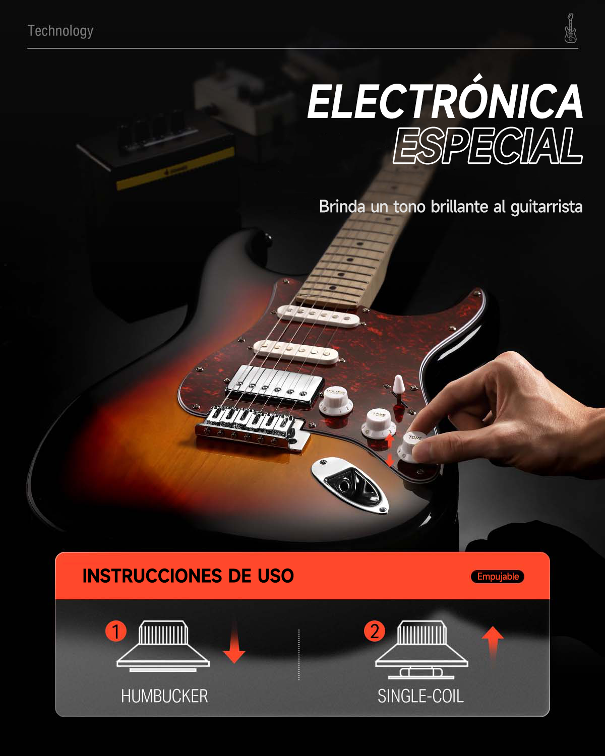 Donner DST-152 Guitarra Eléctrica de Tamaño Completo de 39 pulgadas, Pastillas HSS, Kit con Amplificador para Principiante
