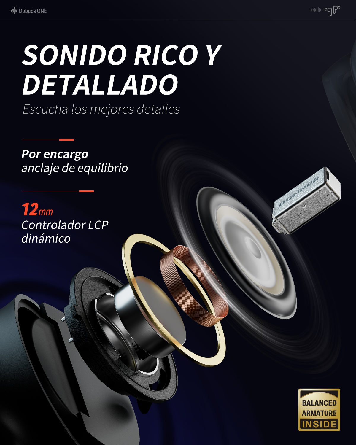 Donner Dobuds One Audífonos Wireless Estéreo con Cancelación de Ruido Activa ANC